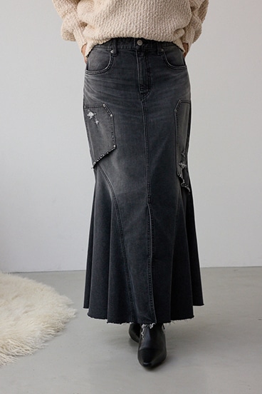 AZUL DENIM ダメージマーメイドスカート
