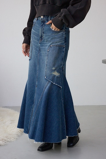 AZUL DENIM ダメージマーメイドスカート