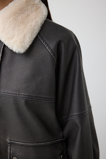 ビンテージフェイクレザーシングルブルゾン 詳細画像