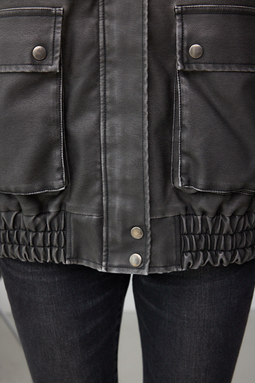 ビンテージフェイクレザーシングルブルゾン 詳細画像