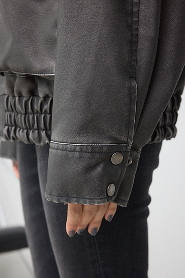 ビンテージフェイクレザーシングルブルゾン 詳細画像