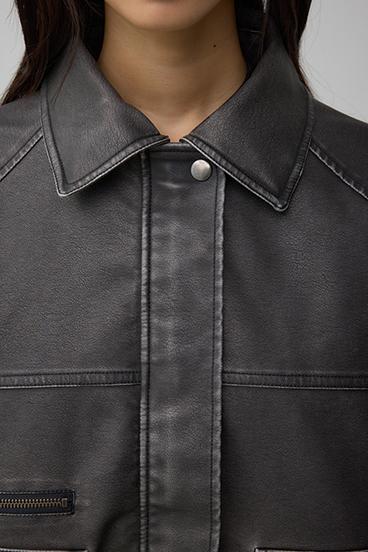 ビンテージフェイクレザーシングルブルゾン 詳細画像