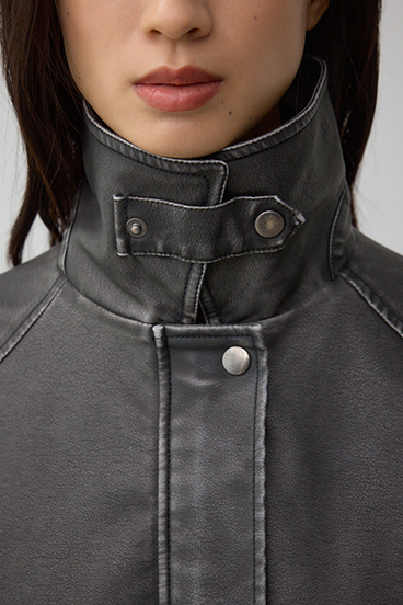 ビンテージフェイクレザーシングルブルゾン 詳細画像