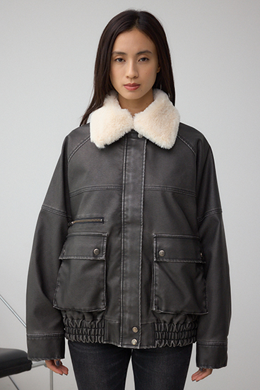 ビンテージフェイクレザーシングルブルゾン 詳細画像