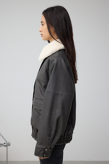 ビンテージフェイクレザーシングルブルゾン 詳細画像