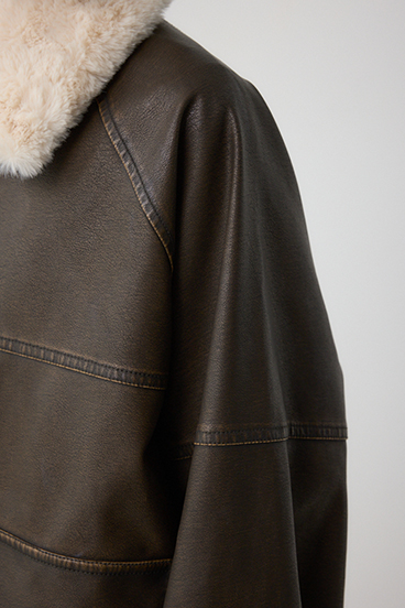 ビンテージフェイクレザーシングルブルゾン 詳細画像