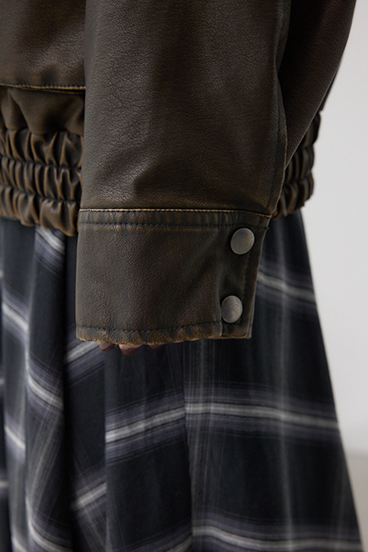 ビンテージフェイクレザーシングルブルゾン 詳細画像