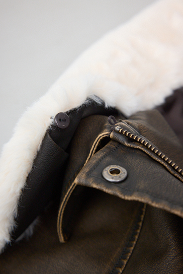 ビンテージフェイクレザーシングルブルゾン 詳細画像