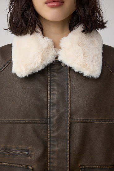 ビンテージフェイクレザーシングルブルゾン 詳細画像