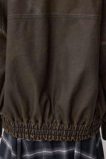 ビンテージフェイクレザーシングルブルゾン 詳細画像