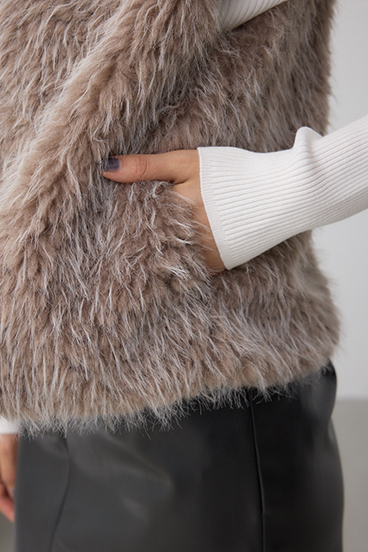 フェイクファーベスト 詳細画像