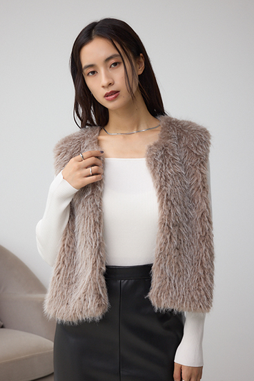 フェイクファーベスト 詳細画像