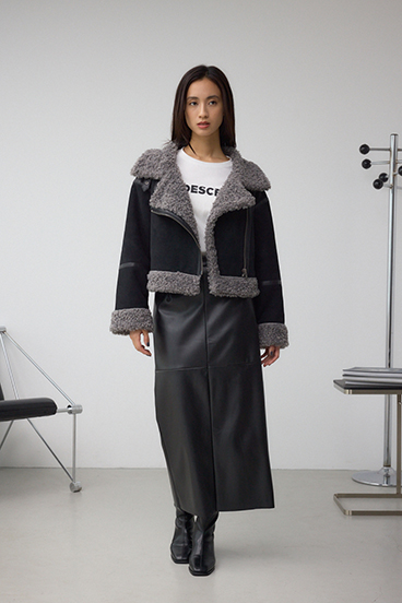 フェイクレザー/スエード フェイクムートンジャケット 詳細画像