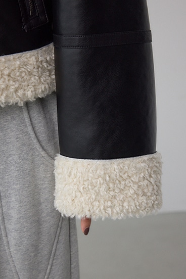 フェイクレザー/スエード フェイクムートンジャケット 詳細画像