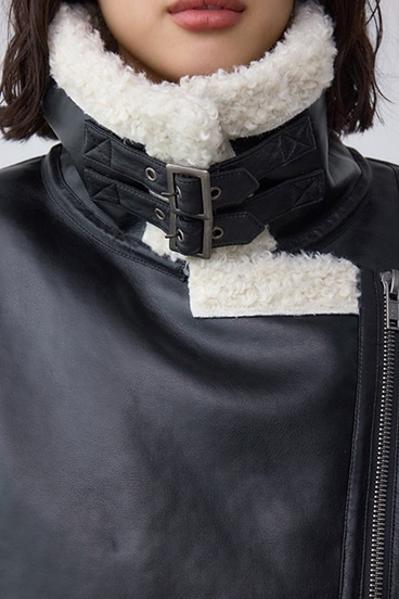 フェイクレザー/スエード フェイクムートンジャケット 詳細画像