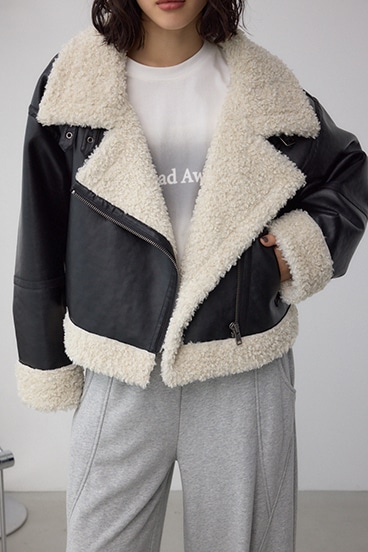 フェイクレザー/スエード フェイクムートンジャケット 詳細画像