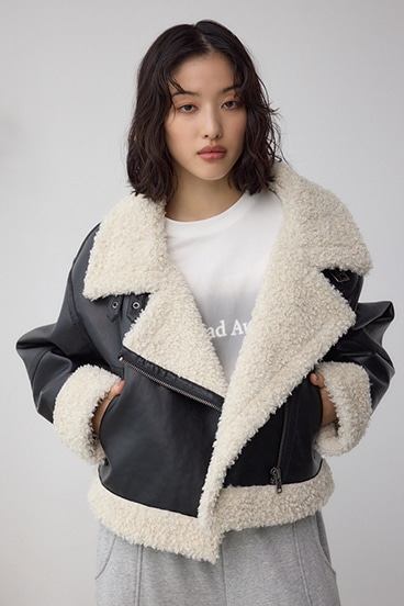 フェイクレザー/スエード フェイクムートンジャケット 詳細画像