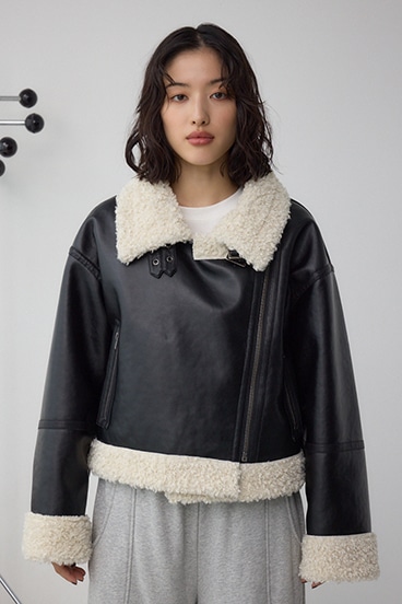 フェイクレザー/スエード フェイクムートンジャケット 詳細画像