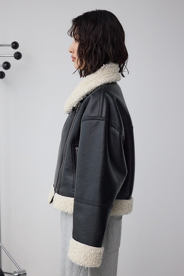 フェイクレザー/スエード フェイクムートンジャケット 詳細画像