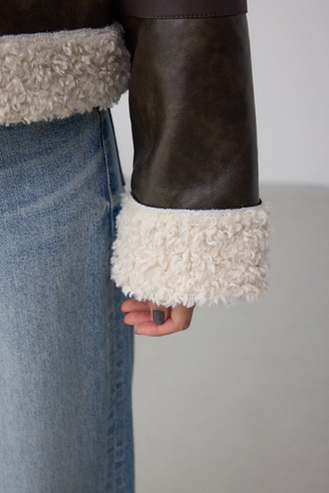 フェイクレザー/スエード フェイクムートンジャケット 詳細画像