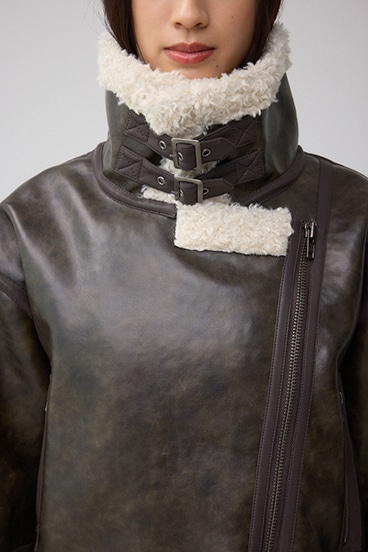 フェイクレザー/スエード フェイクムートンジャケット 詳細画像