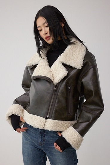 フェイクレザー/スエード フェイクムートンジャケット 詳細画像