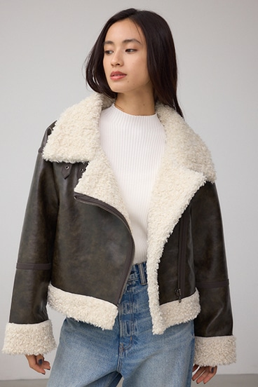 フェイクレザー/スエード フェイクムートンジャケット 詳細画像