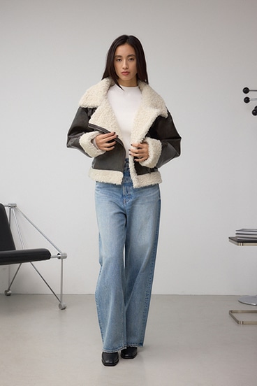 フェイクレザー/スエード フェイクムートンジャケット 詳細画像