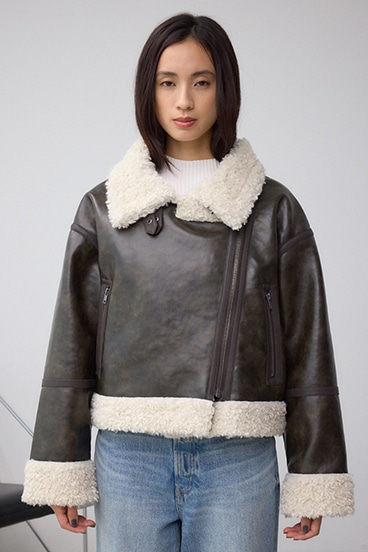 フェイクレザー/スエード フェイクムートンジャケット 詳細画像