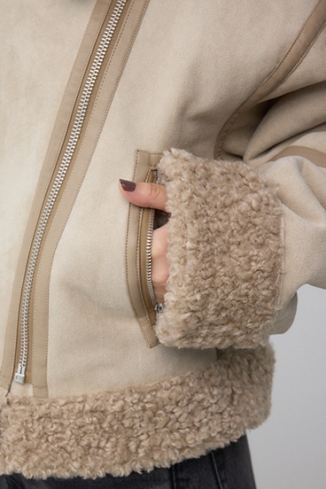 フェイクレザー/スエード フェイクムートンジャケット 詳細画像