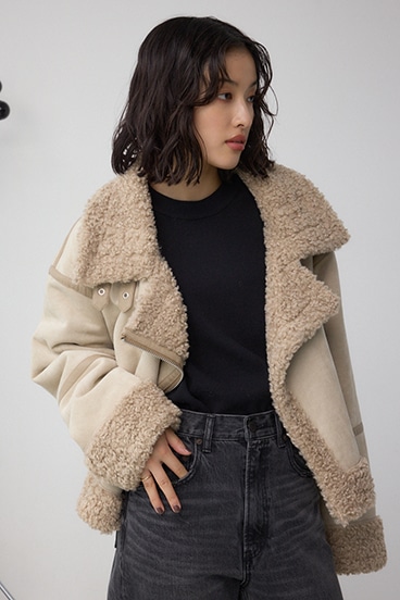 フェイクレザー/スエード フェイクムートンジャケット 詳細画像