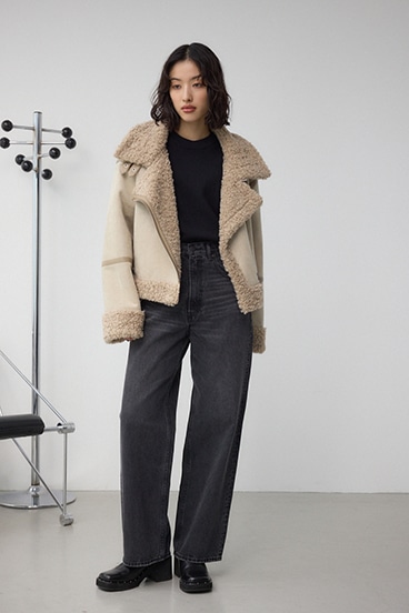 フェイクレザー/スエード フェイクムートンジャケット 詳細画像