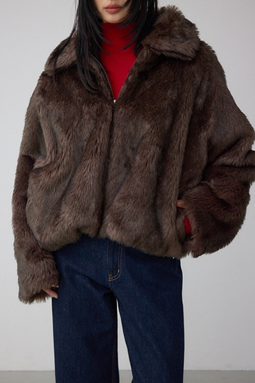 ジップアップファーコート 詳細画像