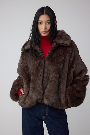 ジップアップファーコート 詳細画像