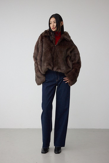 ジップアップファーコート 詳細画像