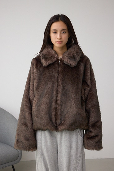 ジップアップファーコート 詳細画像