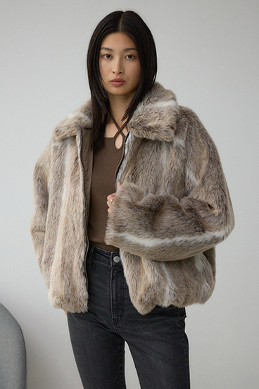 ジップアップファーコート 詳細画像