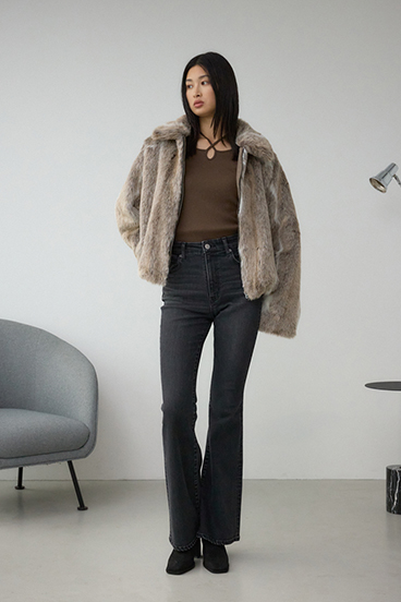 ジップアップファーコート 詳細画像