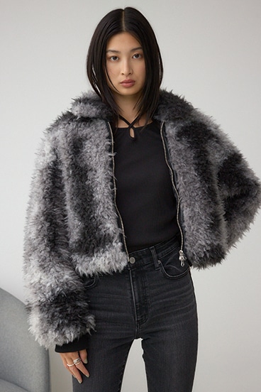 カーリーボアショートブルゾン 詳細画像