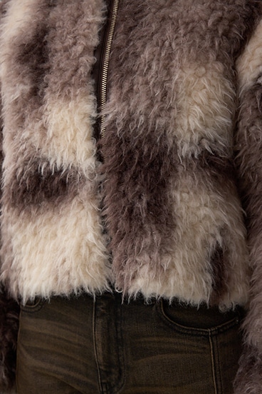 カーリーボアショートブルゾン 詳細画像