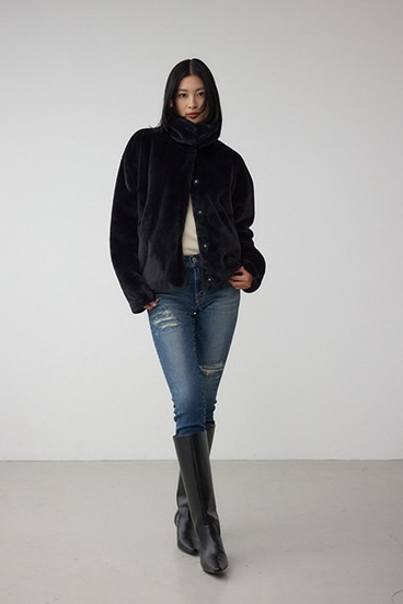 スタンド2WAYファーショートコート 詳細画像