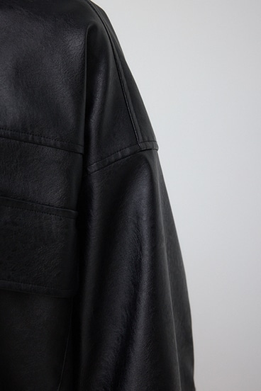 フェイクレザーショートブルゾン 詳細画像