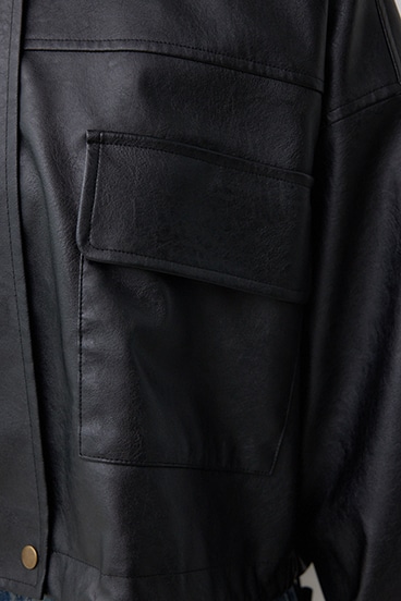 フェイクレザーショートブルゾン 詳細画像