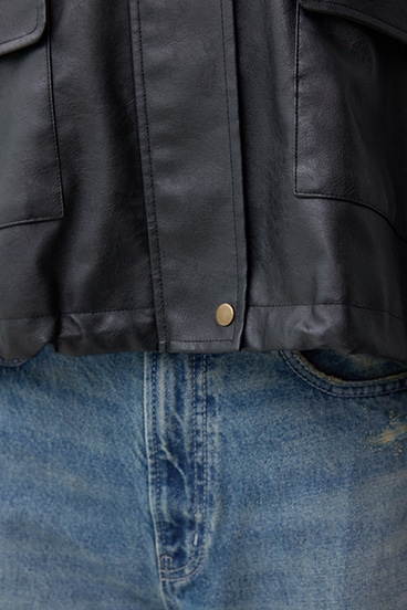 フェイクレザーショートブルゾン 詳細画像