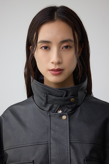 フェイクレザーショートブルゾン 詳細画像