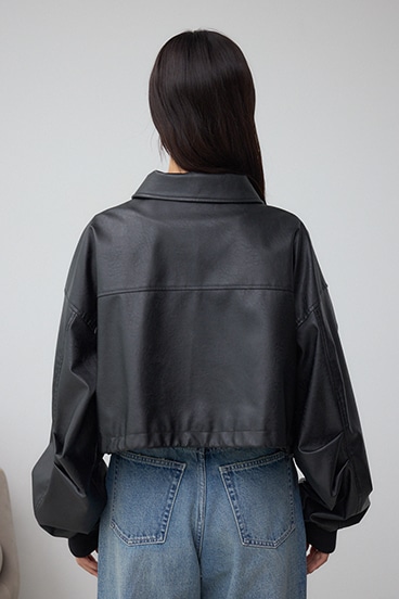 フェイクレザーショートブルゾン 詳細画像