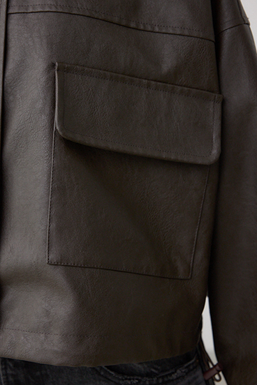 フェイクレザーショートブルゾン 詳細画像