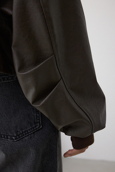 フェイクレザーショートブルゾン 詳細画像