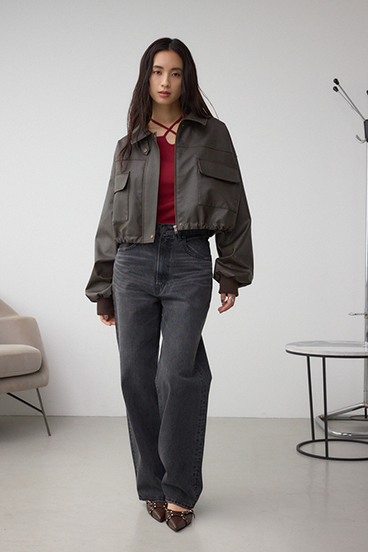 フェイクレザーショートブルゾン 詳細画像