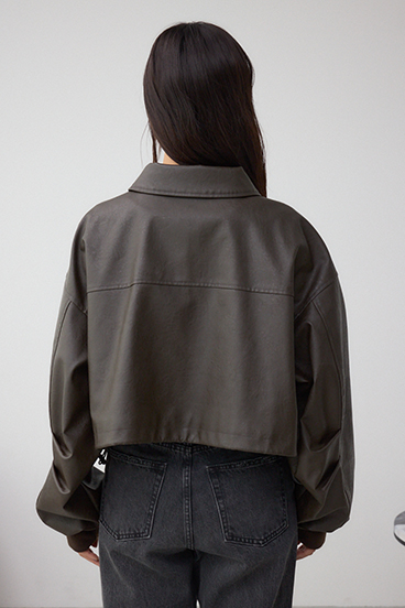 フェイクレザーショートブルゾン 詳細画像